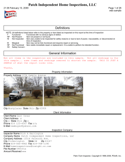 Patch Independent Home Inspections, LLC Definitions 21:36 February 10, 2009