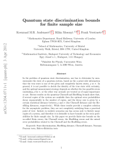 Quantum state discrimination bounds for finite sample size Koenraad M.R. Audenaert ,