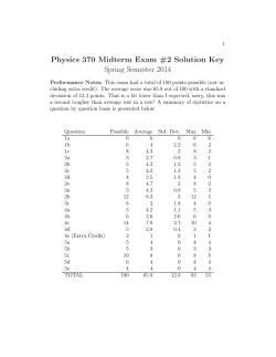 Physics 370 Midterm Exam #2 Solution Key Spring Semester 2014