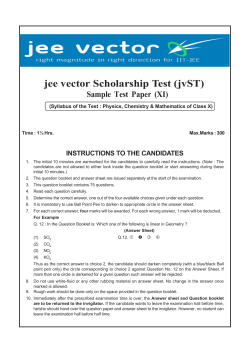 jee vector Scholarship Test (jvST) Sample Test Paper (XI)