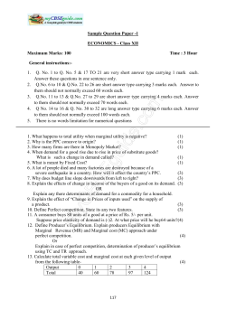 Sample Question Paper -1 ECONOMICS - Class XII Maximum Marks: 100