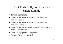 CH.9 Tests of Hypotheses for a Single Sample