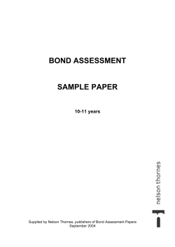 BOND ASSESSMENT SAMPLE PAPER 10-11 years