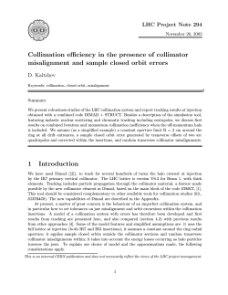 Collimation efficiency in the presence of collimator LHC Project Note 294