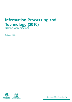 Information Processing and Technology (2010) Sample work program October 2010