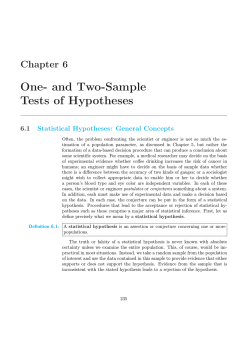 One- and Two-Sample Tests of Hypotheses Chapter 6 6.1