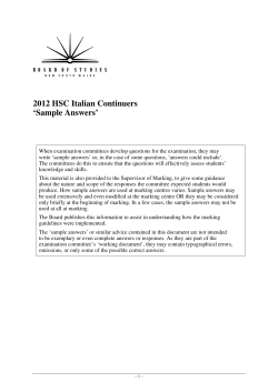 2012 HSC Italian Continuers ‘Sample Answers’