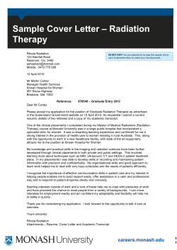 – Radiation Sample Cover Letter Therapy