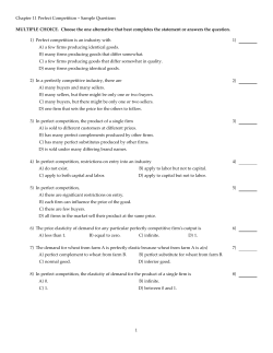 Chapter 11 Perfect Competition - Sample Questions