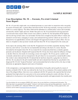 SAMPLE REPORT Case Description: Mr. M — Forensic, Pre-trial Criminal Score Report
