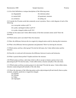 Biochemistry 2000 Sample Questions Proteins