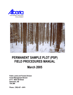 PERMANENT SAMPLE PLOT (PSP) FIELD PROCEDURES MANUAL March 2005