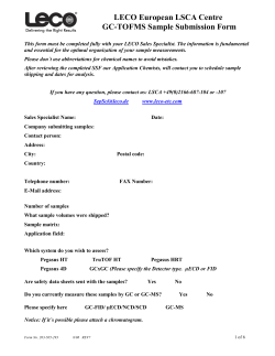 LECO European LSCA Centre GC-TOFMS Sample Submission Form