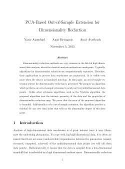 PCA-Based Out-of-Sample Extension for Dimensionality Reduction Yariv Aizenbud Amit Bermanis