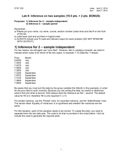 Lab 8: Inference on two samples (19.5 pts. + 2...
