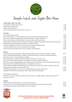 Sample Lunch and Supper Bar Menu