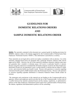 GUIDELINES FOR DOMESTIC RELATIONS ORDERS AND SAMPLE DOMESTIC RELATIONS ORDER