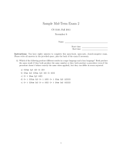 Sample Mid-Term Exam 2 CS 5510, Fall 2011 November 8