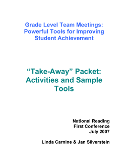 “Take-Away” Packet: Activities and Sample Tools