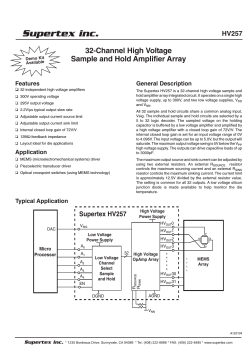 32-Channel High Voltage Sample and Hold Amplifier Array HV257 Features