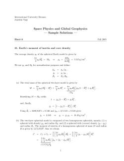Space Physics and Global Geophysics — Sample Solutions —