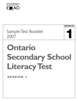 1 Ontario Secondary School Literacy Test