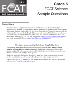 Grade 5 FCAT Science Sample Questions Student Name