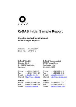 Q-DAS Initial Sample Report  Creation and Administration of Initial Sample Reports