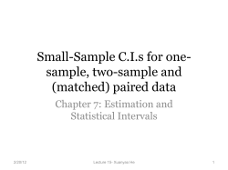 Small-Sample C.I.s for one- sample, two-sample and (matched) paired data