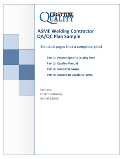   ASME Welding Contractor QA/QC Plan Sample