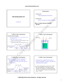 Notes Lecture Thermodynamics 8.3 Calorimetry