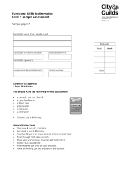 Functional Skills Mathematics Level 1 sample assessment Sample paper 2