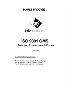 ISO 9001 QMS SAMPLE  PACKAGE Policies, Procedures &amp; Forms
