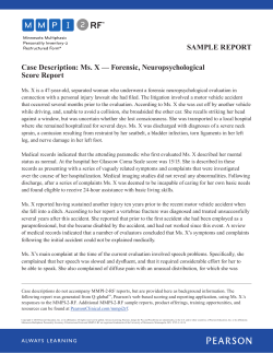 SAMPLE REPORT Case Description: Ms. X — Forensic, Neuropsychological Score Report