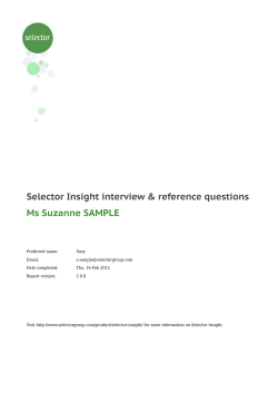 Selector Insight interview &amp; reference questions Ms Suzanne SAMPLE