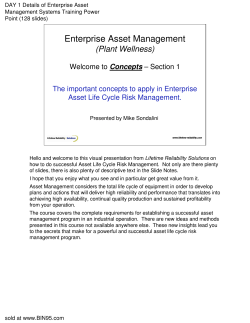 Enterprise Asset Management (Plant Wellness) Concepts The important concepts to apply in Enterprise