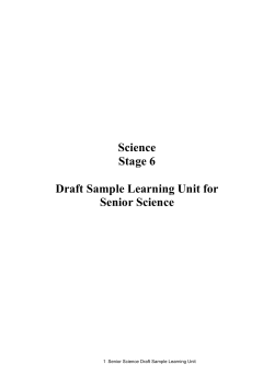 Science Stage 6 Draft Sample Learning Unit for Senior Science