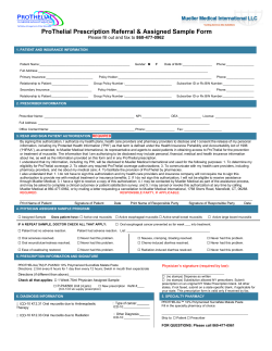 ProThelial Prescription Referral &amp; Assigned Sample Form  860-477-0962