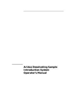 Aridus Desolvating Sample Introduction System Operator’s Manual