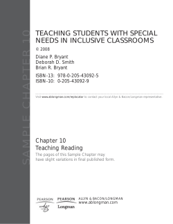 SAMPLE CHAPTER 10 TEACHING STUDENTS WITH SPECIAL NEEDS IN INCLUSIVE CLASSROOMS Chapter 10