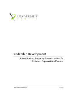Leadership Development A New Horizon: Preparing Servant Leaders for Sustained Organizational Success
