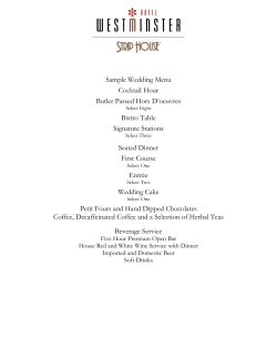 Sample Wedding Menu Cocktail Hour Butler Passed Hors D’oeuvres