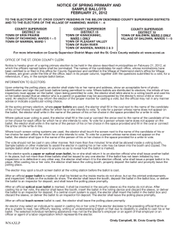 NOTICE OF SPRING PRIMARY AND SAMPLE BALLOTS FEBRUARY 21, 2012