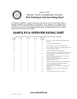 Rotary Youth Leadership Awards RYLA Participant Interview Rating Sheet District 5910