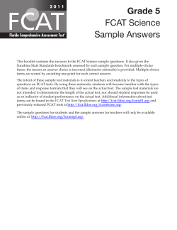 Grade 5 FCAT Science Sample Answers 2 0 1 1