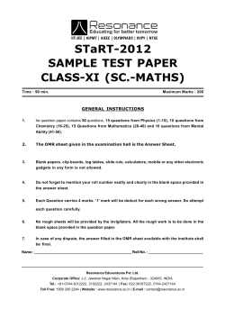 STaRT-2012 SAMPLE  TEST  PAPER CLASS-XI  (SC.-MATHS) GENERAL  INSTRUCTIONS