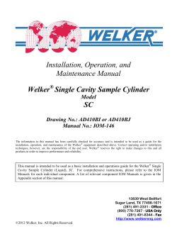 Installation, Operation, and Maintenance Manual Welker Single Cavity Sample Cylinder