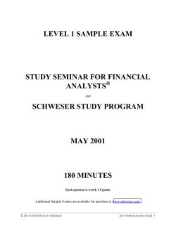 LEVEL 1 SAMPLE EXAM STUDY SEMINAR FOR FINANCIAL ANALYSTS