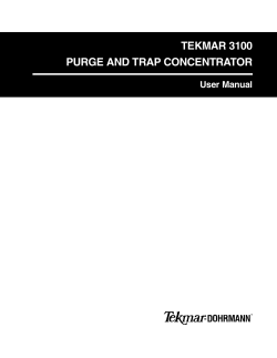 TEKMAR 3100 PURGE AND TRAP CONCENTRATOR User Manual