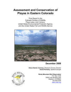Assessment and Conservation of Playas in Eastern Colorado